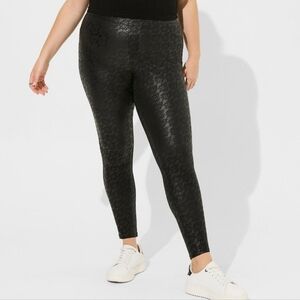 Torrid Full Length Signature Pocket Textured PU Lace Print Leggings